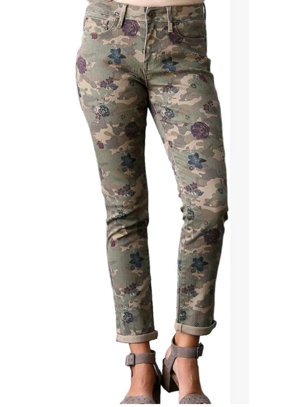 Women's Seven Jeans High Rise Straight Camo Floral Size 16